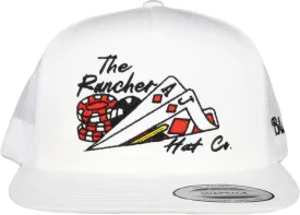 21 Blackjack- White Flatbill Trucker Snapback- Adjustable-Unisex