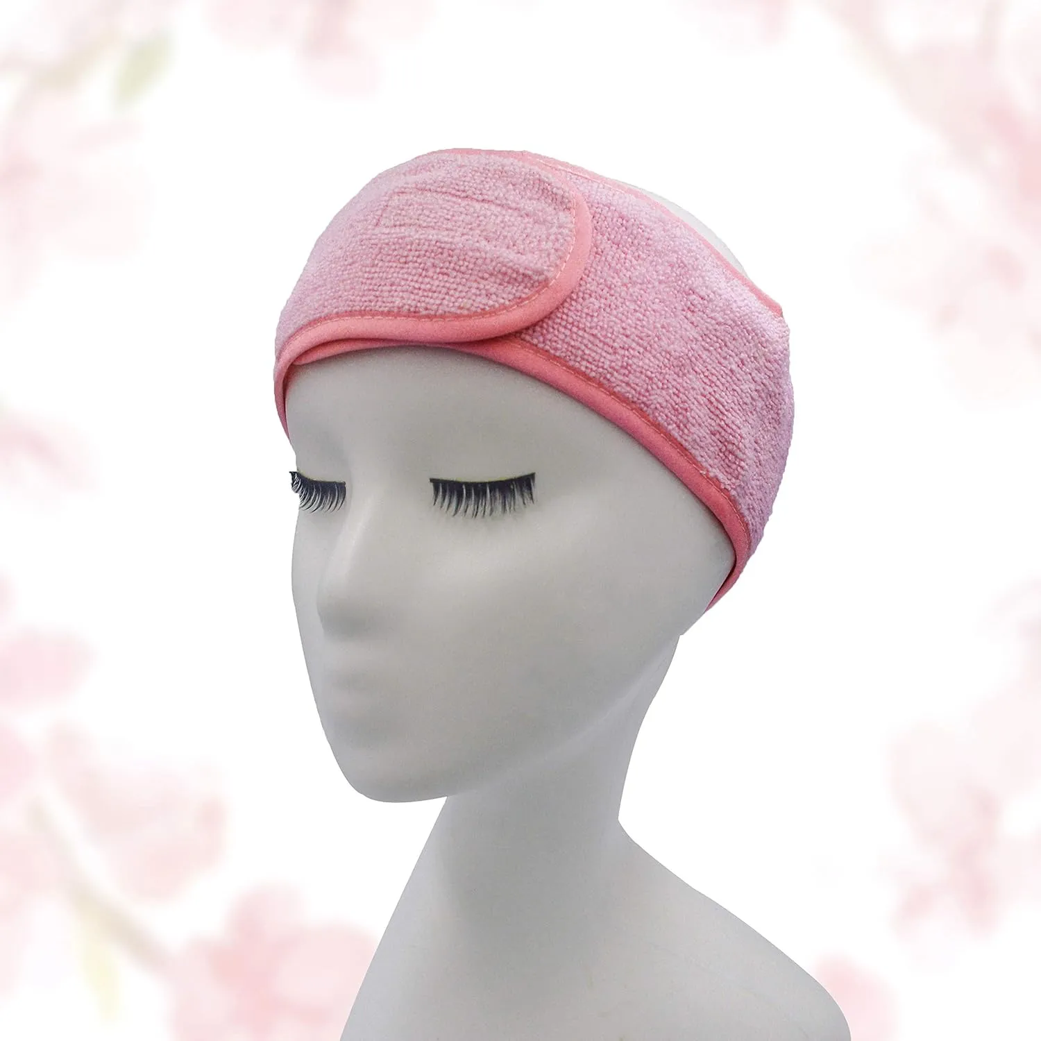 (3 Pack Adjustable Facial Makeup Headband with Magic Tape Super Absorption Microfiber Terry Cloth Sweat-Absorbent Spa Headband Facial Washing Wrap Yoga Sports Hairband (Microfiber Pink)