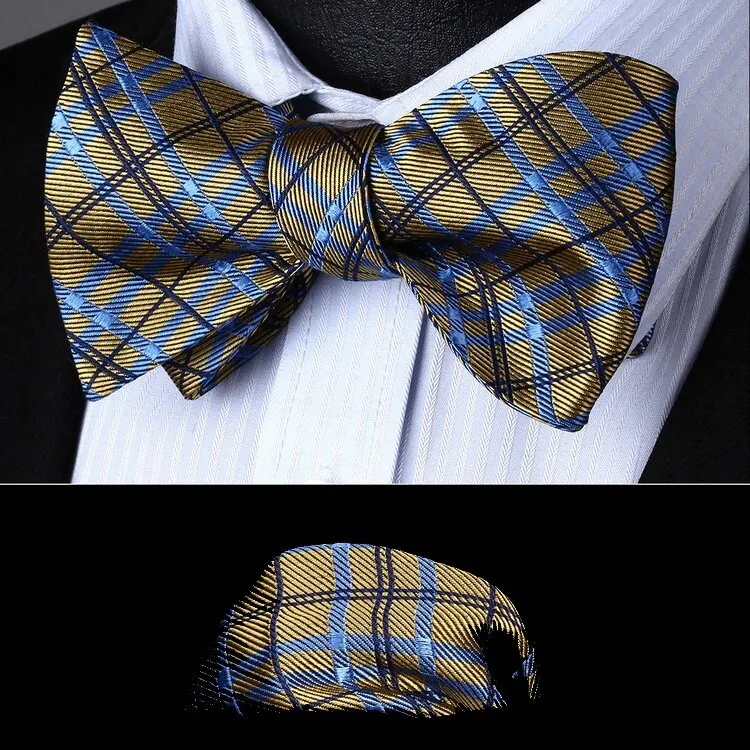 Ace Plaid Self-Tie Bow Tie and Pocket Square