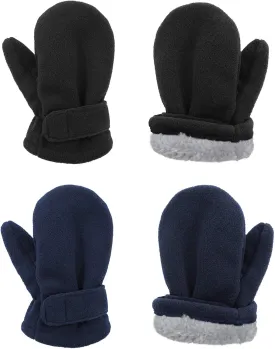 American Trends 2 Pairs Toddler Mittens Unisex Lined Fleece Gloves Winter Warm kids Mitten for Baby Boys and Girls