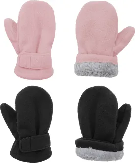 American Trends 2 Pairs Toddler Mittens Unisex Lined Fleece Gloves Winter Warm kids Mitten for Baby Boys and Girls