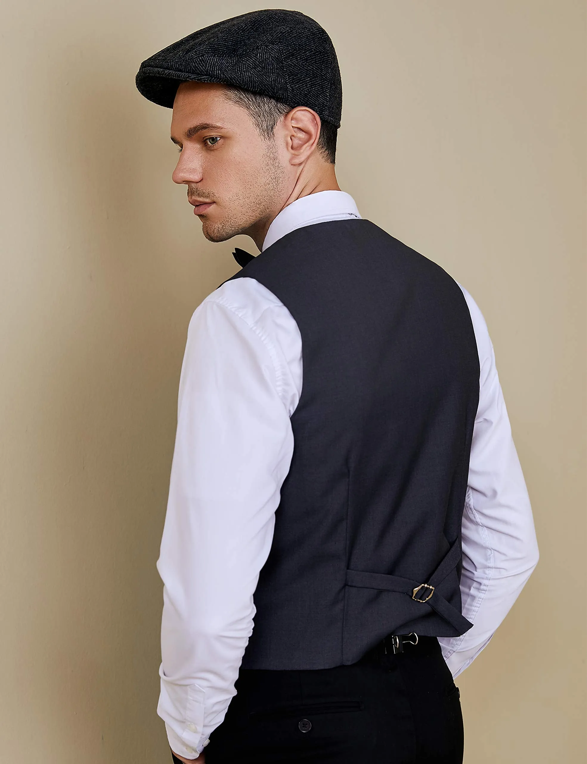 BABEYOND 1920s Gatsby Newsboy Hat Cap for Men Gatsby Hat for Men 1920s Mens Gatsby Costume Accessories Dark Gray-1 Large-X-Large