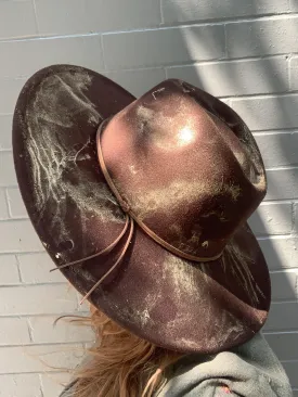 Brown Gold Marbled Wide Brim Hat
