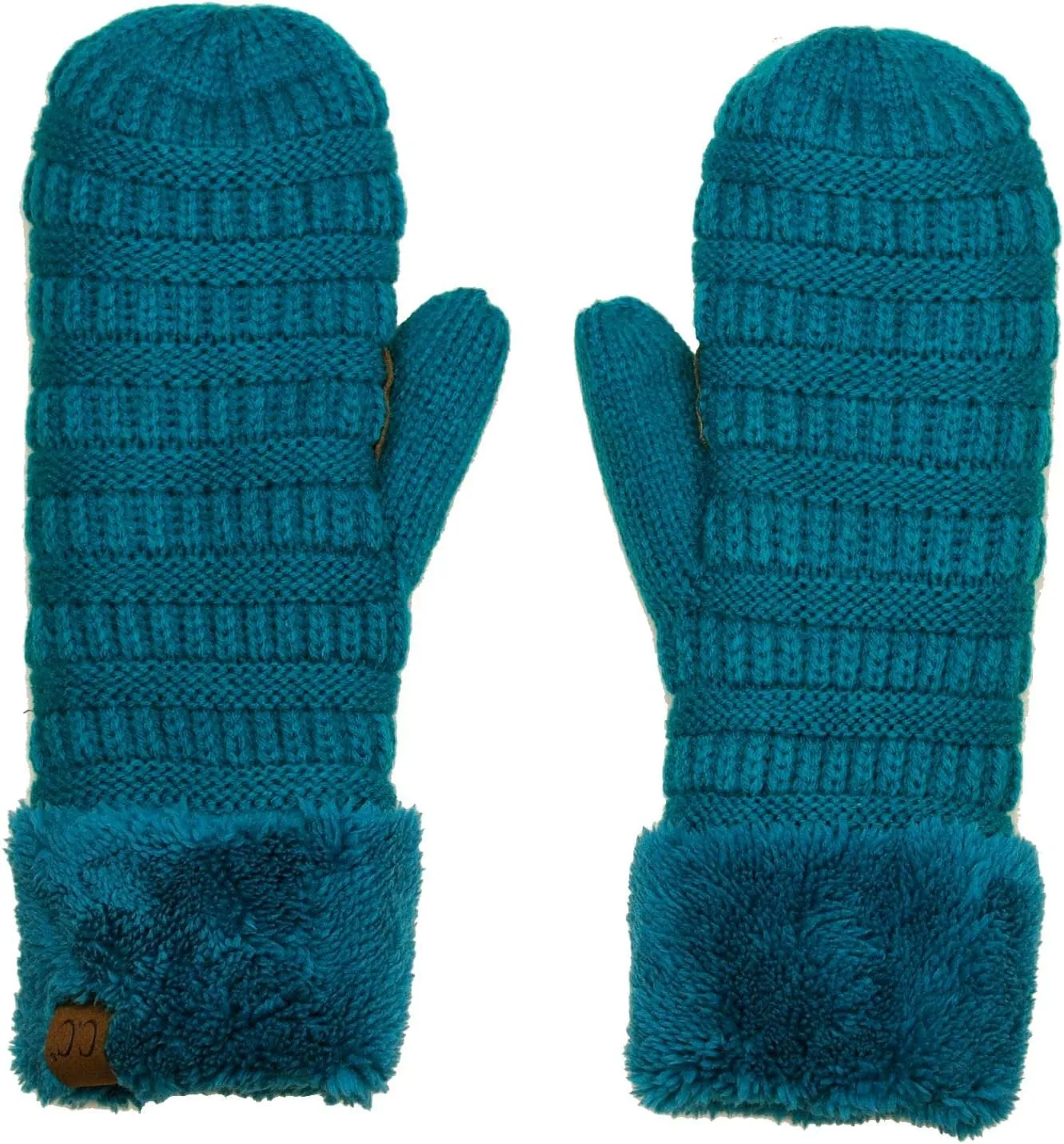 C.C Unisex Winter Warm Inner Fuzzy Lined Anti-Slip Cuff Mittens