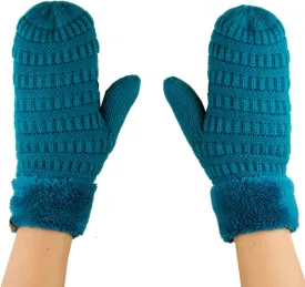 C.C Unisex Winter Warm Inner Fuzzy Lined Anti-Slip Cuff Mittens