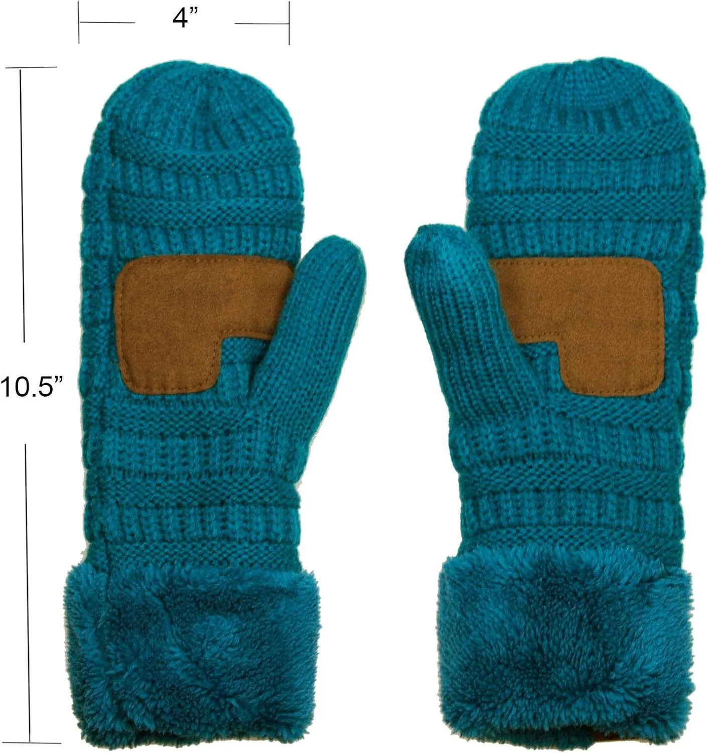 C.C Unisex Winter Warm Inner Fuzzy Lined Anti-Slip Cuff Mittens