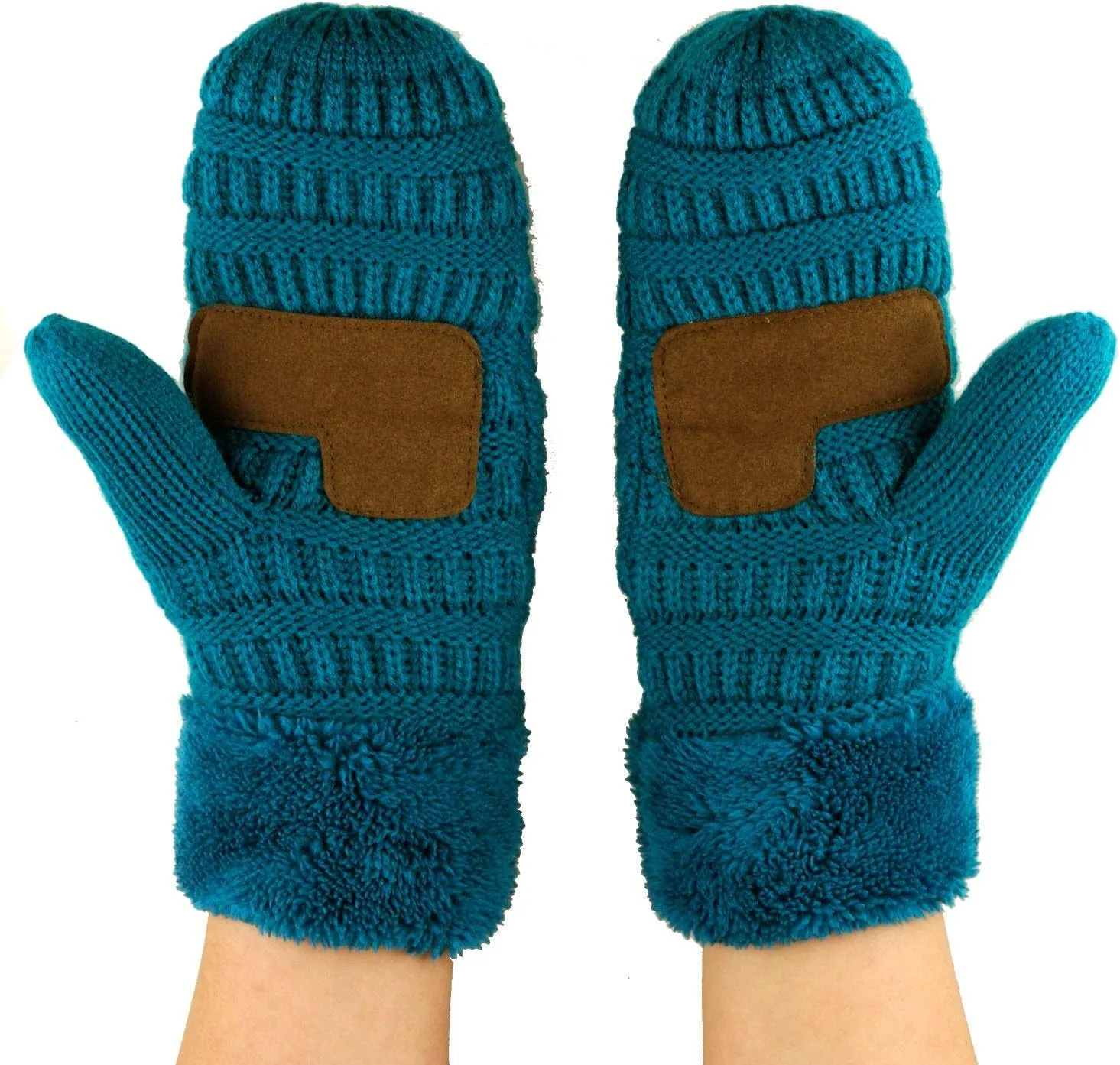 C.C Unisex Winter Warm Inner Fuzzy Lined Anti-Slip Cuff Mittens