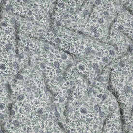 Classic English Garden Pure Silk Crepe Fabric - Delicate Floral Print, 110cm Width, Exquisite Indian Craftsmanship - Buy Online by the Meter-D18032
