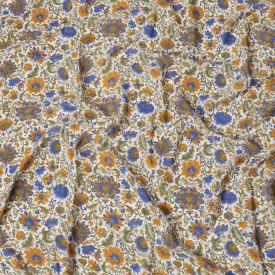 Cream Premium pure silk crepe fabric with multicolor print in floral design-D16704