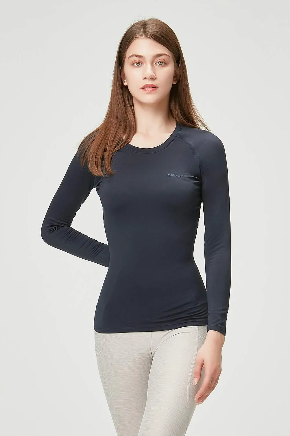 DEVOPS Women's 2 Pack Thermal Long Sleeve Shirts Compression Baselayer Tops
