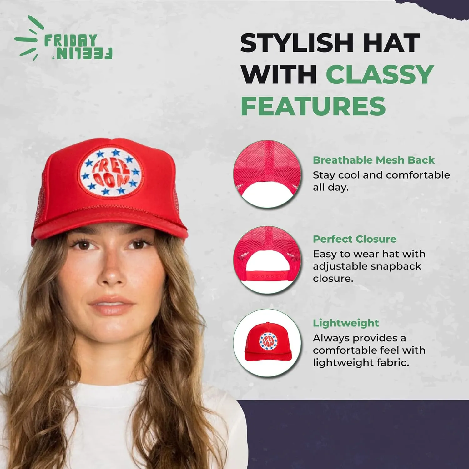 Friday Feelin' Trucker Hat Women Men Baseball Caps Western Trucker Hats Baseball Hats Easy Cap Trendy Gifts - One Size