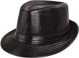 Glamorstar Vintage Jazz Hats for Men PU Leather Bowler Hat Foldable Jazz Hat