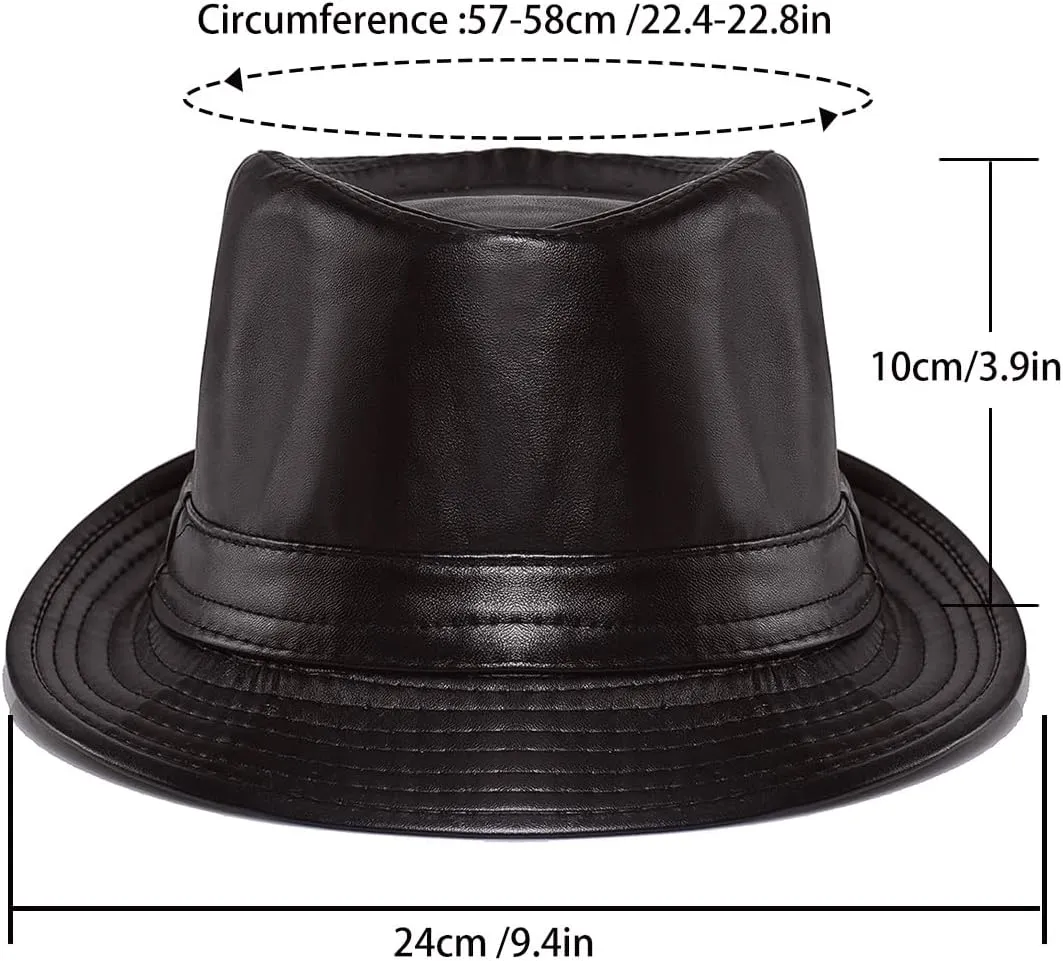 Glamorstar Vintage Jazz Hats for Men PU Leather Bowler Hat Foldable Jazz Hat
