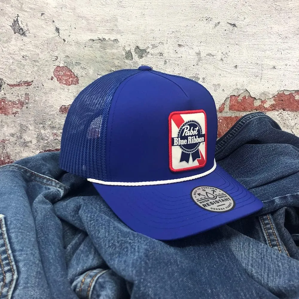 HOOEY Officially Licensed Pabst Blue Ribbon One Size Fits All Adjustable Snapback Hat for Men and Women Mesh Back Trucker Hat