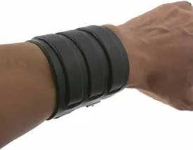 HZMAN Mens Leather Wide Triple Strap Cuff Wrap Gauntlet Wristband Buckle Fastening Arm Armor Cuff