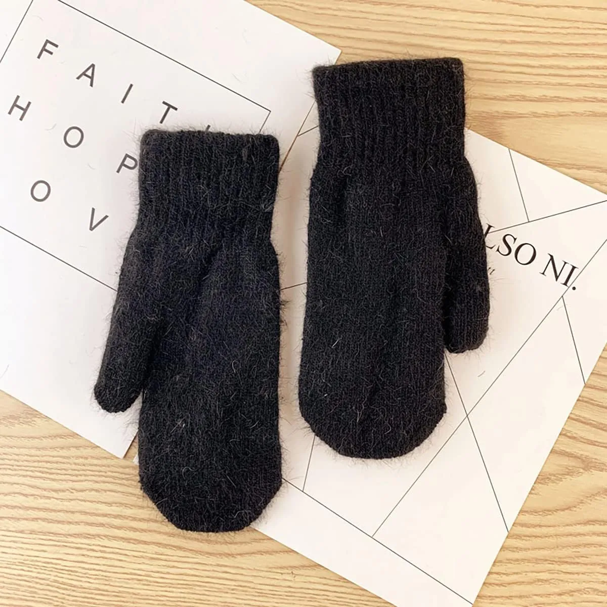Knit Mittens for Women Warm Winter Fleece Lined Mittens Womens Gloves for Cold Weather