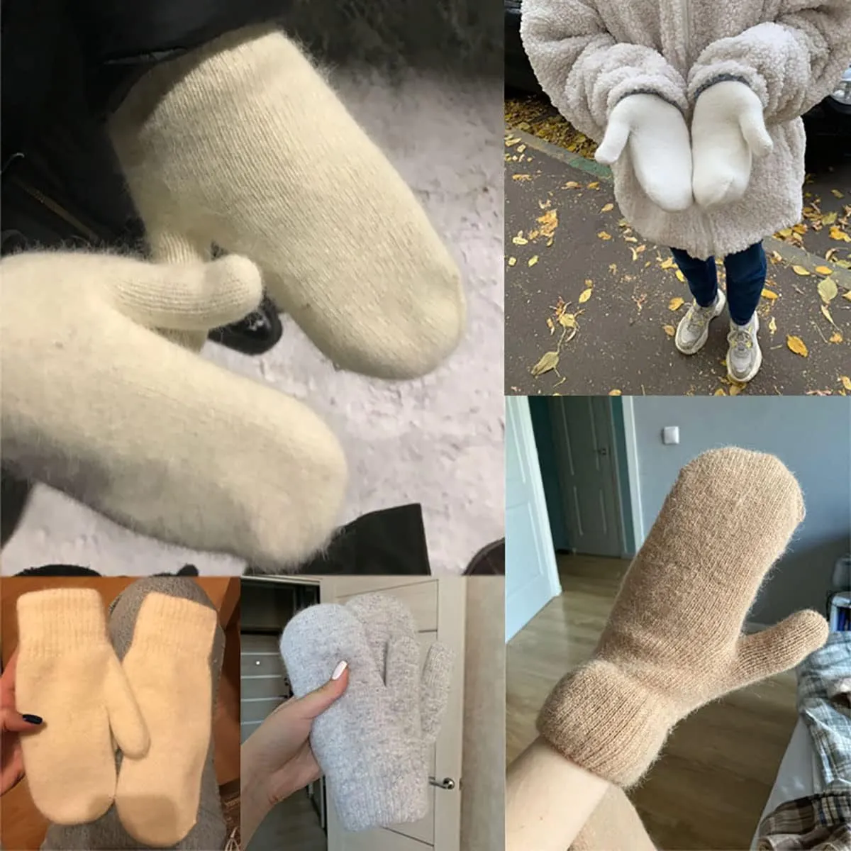 Knit Mittens for Women Warm Winter Fleece Lined Mittens Womens Gloves for Cold Weather