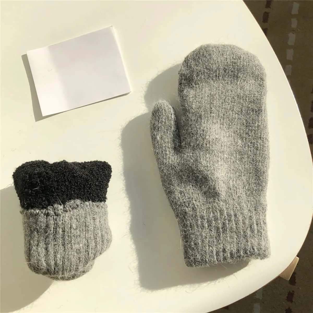 Knit Mittens for Women Warm Winter Fleece Lined Mittens Womens Gloves for Cold Weather