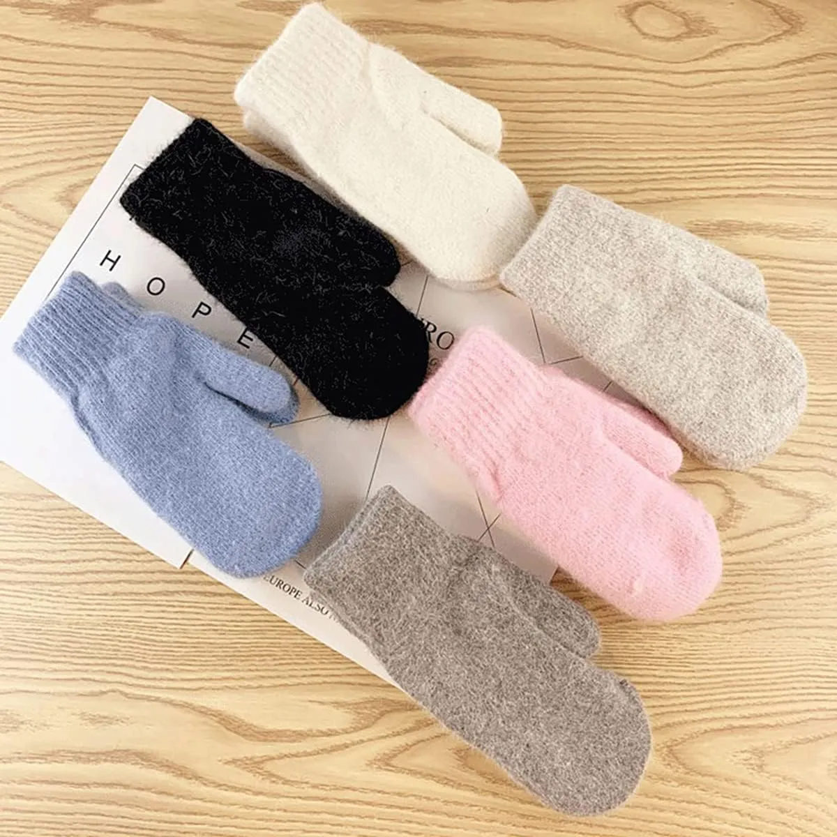Knit Mittens for Women Warm Winter Fleece Lined Mittens Womens Gloves for Cold Weather