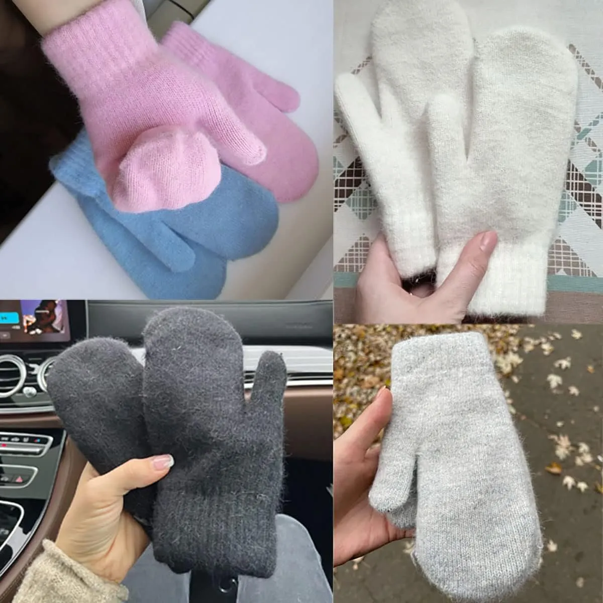 Knit Mittens for Women Warm Winter Fleece Lined Mittens Womens Gloves for Cold Weather