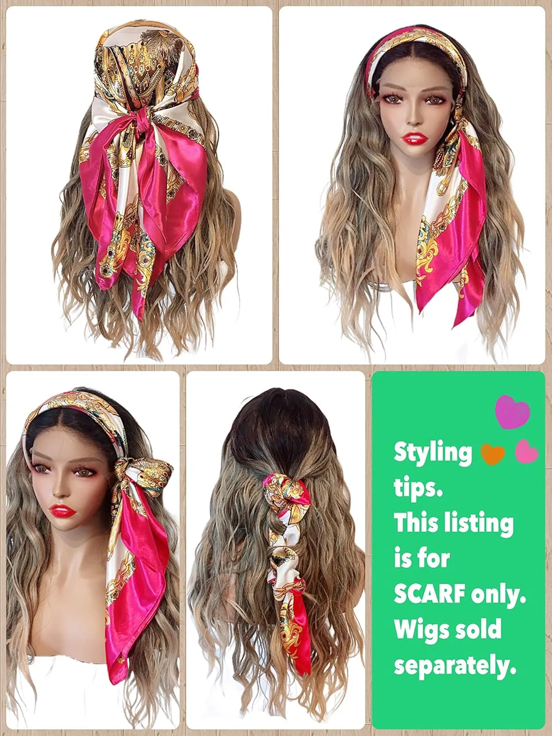 Large Silk Like Satin Scarf Neck Head Wrap 35 Inch Square
