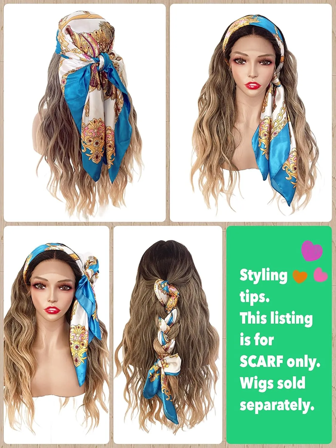 Large Silk Like Satin Scarf Neck Head Wrap 35 Inch Square