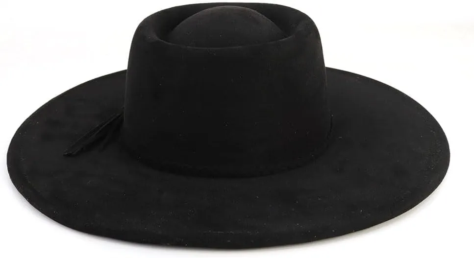 LIDHAY Wide Brim Fedora Hat for Men Women Big Rancher Felt Hat Pork Pie Jazz Hat