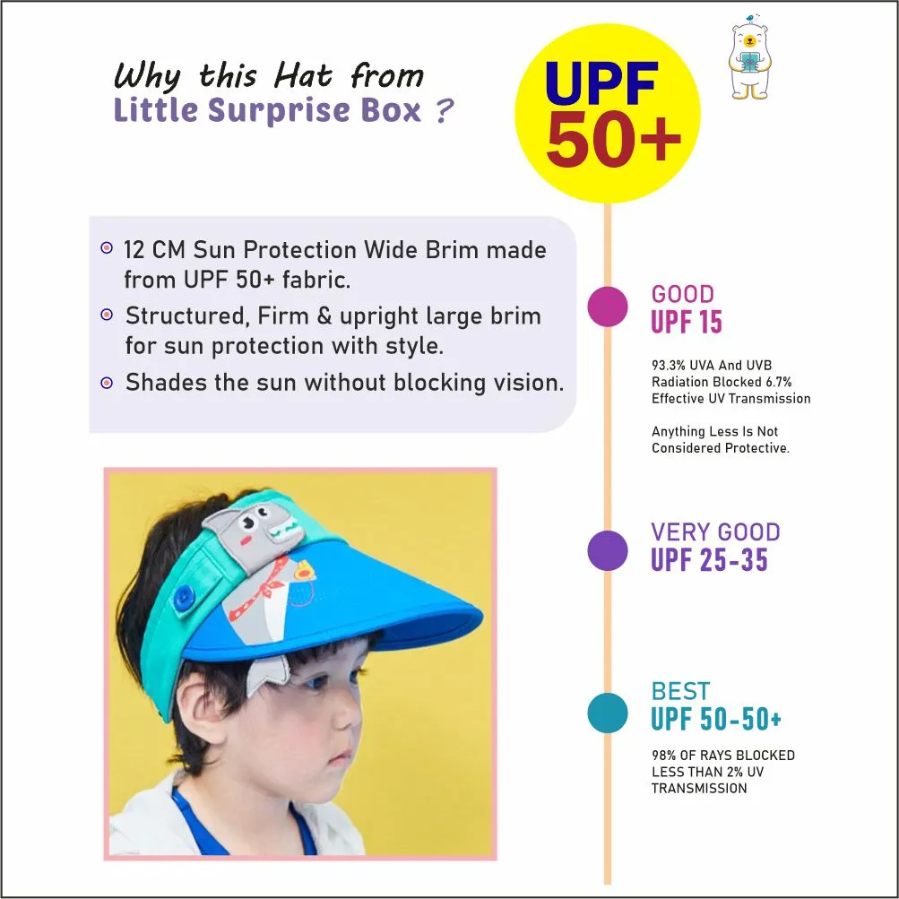 Little Surprise Box Cotton Blue Shark theme Visor Hat for Kids& Toddlers