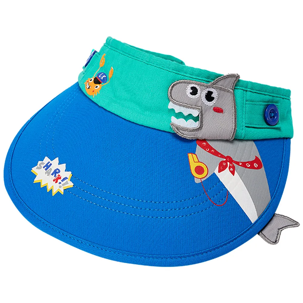 Little Surprise Box Cotton Blue Shark theme Visor Hat for Kids& Toddlers