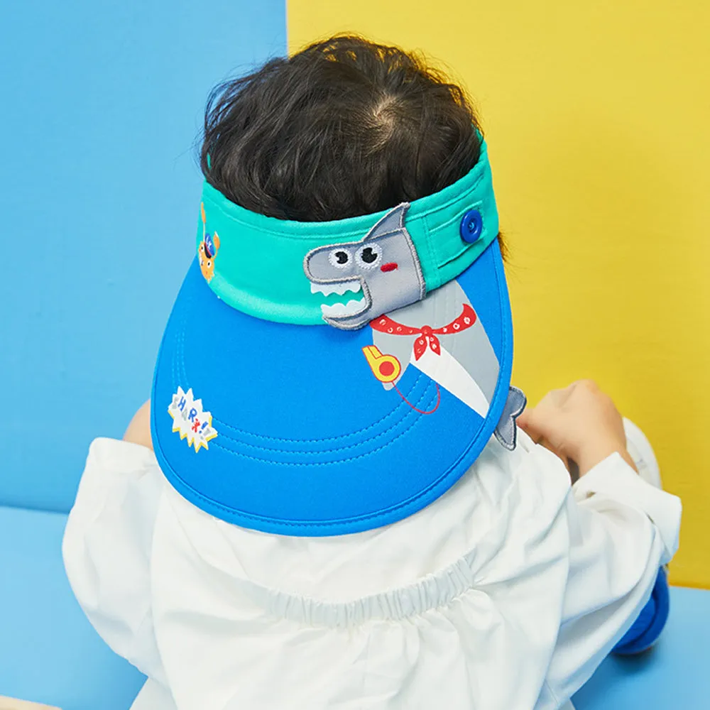 Little Surprise Box Cotton Blue Shark theme Visor Hat for Kids& Toddlers