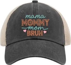 Mama Mommy Mom Bruh Mothers Day Baseball Cap Women's hat AllBlack dad hat Gifts for Men Outdoor Hat