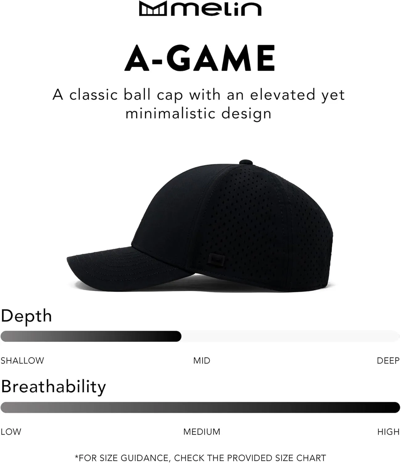 melin A-Game Hydro, Performance Snapback Hats, Water-Resistant Baseball Caps for Men & Women, Golf, Running, or Workout Hat