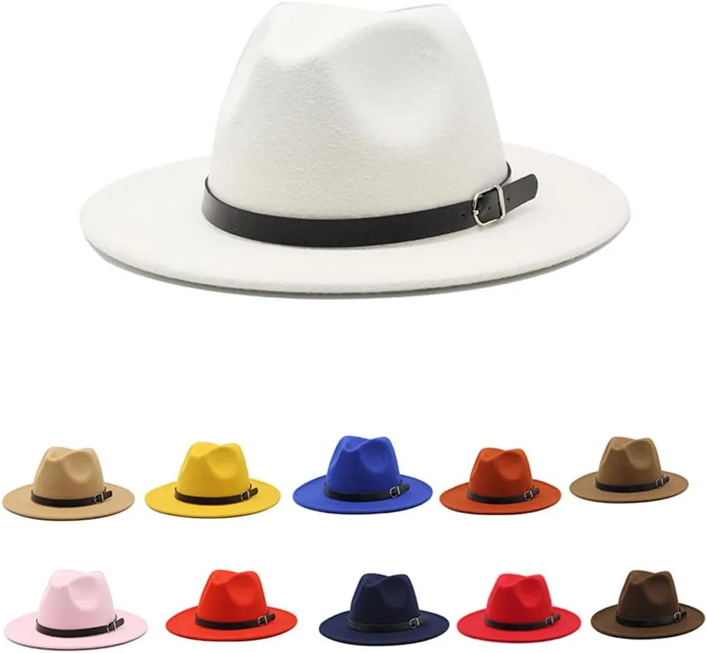 Men's Fedora Hat Women's Solid Color Fedora Hat Women's Wide Brim Jazz Hat Autumn Winter Panama Hat