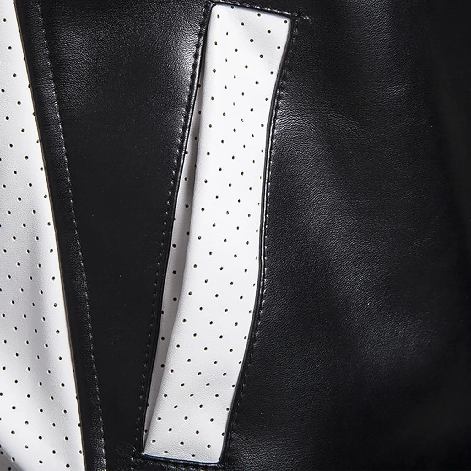 Mens Leather Jacket Color Block Moto Jacket Windproof Zip up Jacket Faux Leather Winter Coat with Pockets