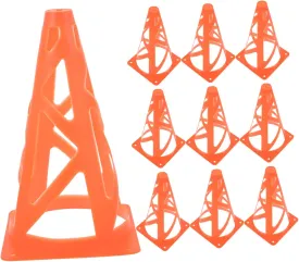 Milisten 10pcs Football Obstacle Cones 23cm Tall Neon Orange Windproof for Indoor/Outdoor Sports Training Games