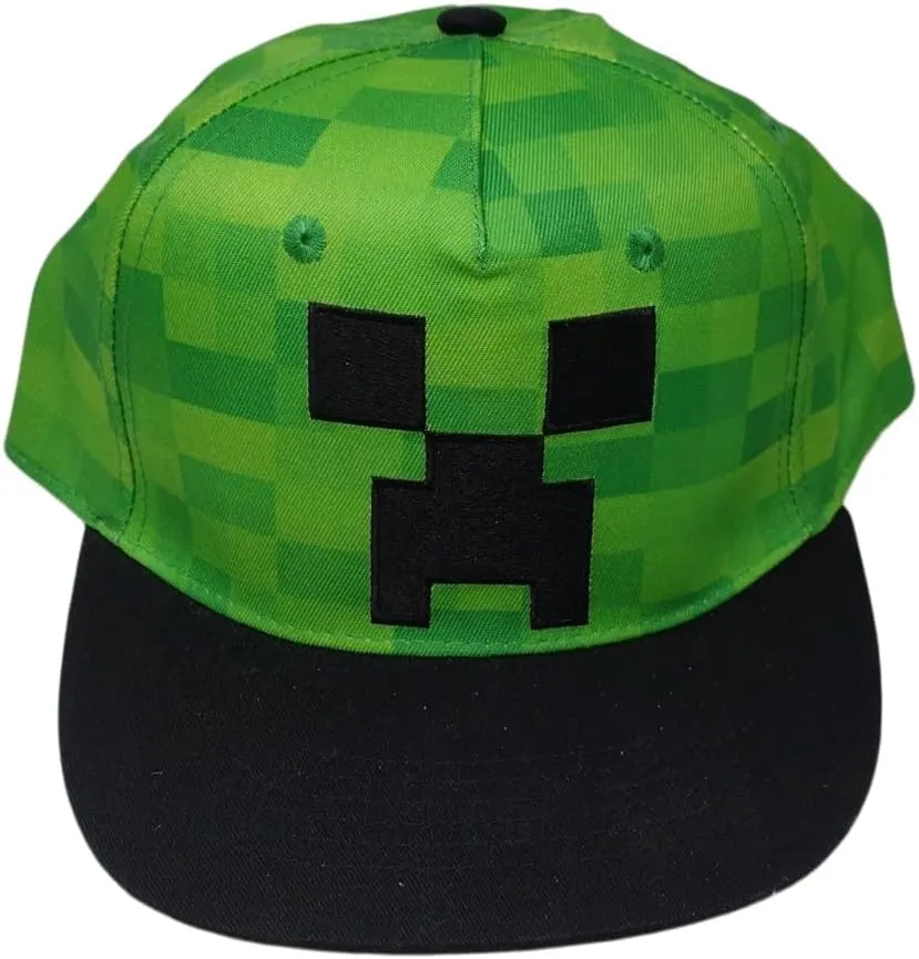 Minecraft Allover Print Creeper Youth Boys Snapback Cap Hat New Licensed