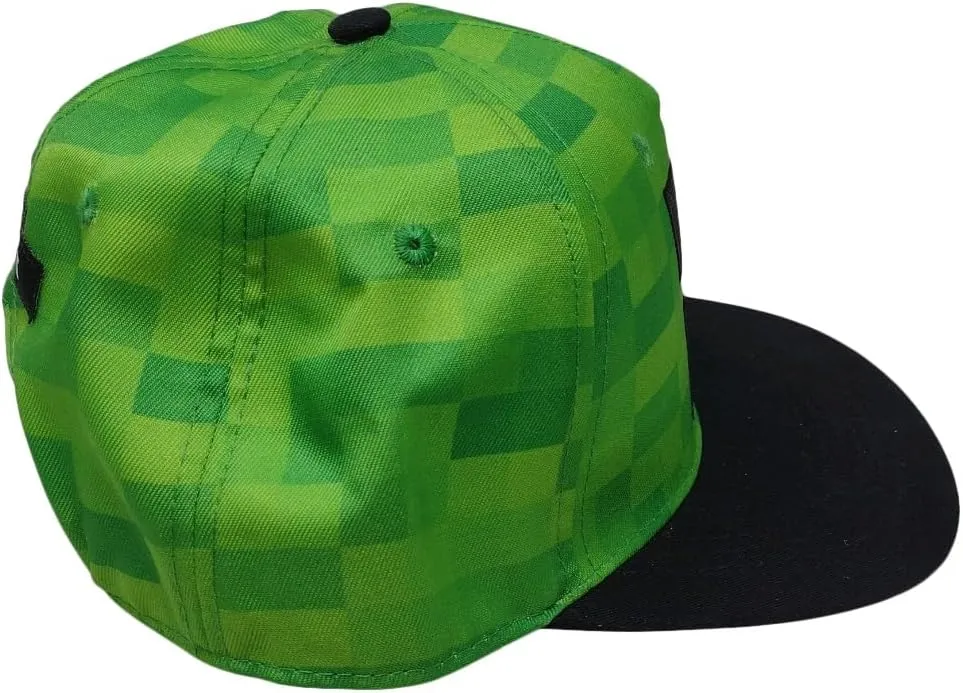 Minecraft Allover Print Creeper Youth Boys Snapback Cap Hat New Licensed