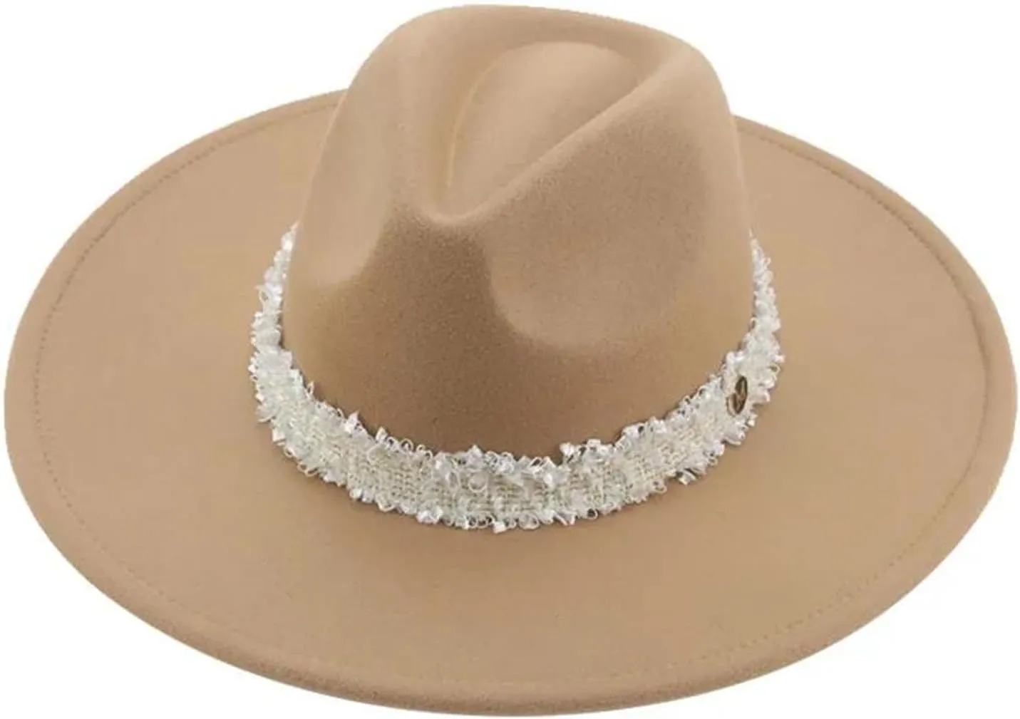 Mnjyihy Fedoras Hats for Women Men Big Brim Wide Brim Panamas Women's Band Wedding Church Fedora Hat