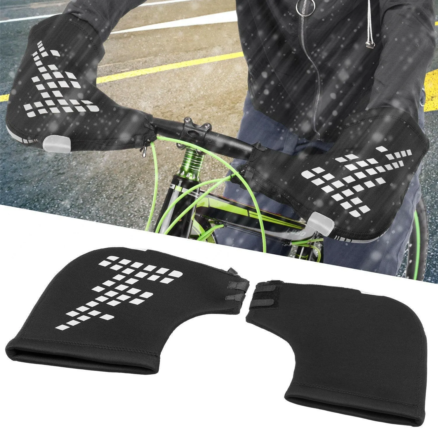 Mountain Bike Handlebar Mittens Windproof Bike Motorcycle Bar Mitts Thermal Covers Reflective Bike Handle Warmer