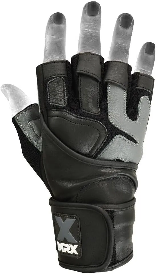 MRX Weight Lifting Pro Level Gloves with 18 Inches Long Wrist Strap Gym Workout Exercise & Fitness in