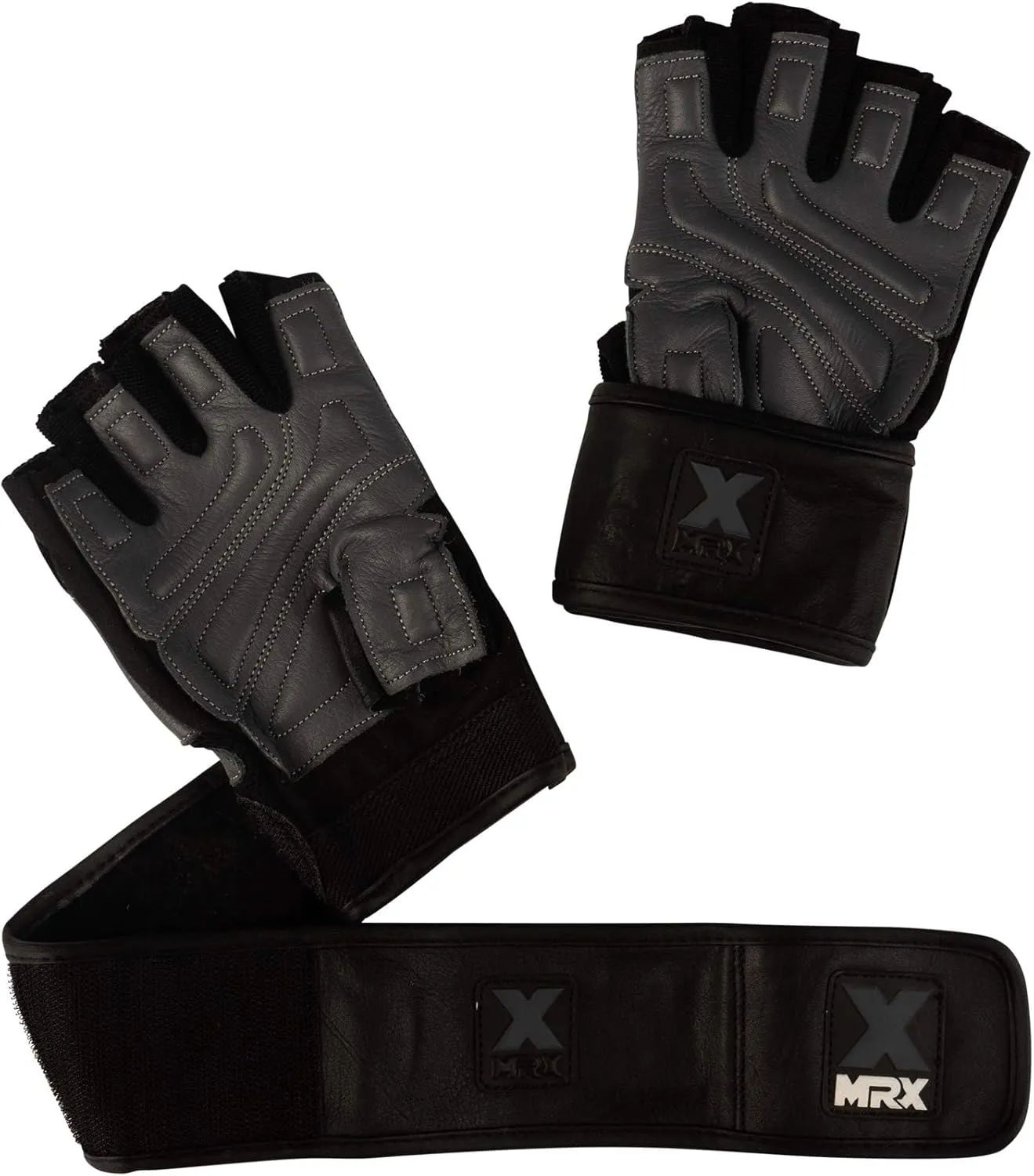 MRX Weight Lifting Pro Level Gloves with 18 Inches Long Wrist Strap Gym Workout Exercise & Fitness in