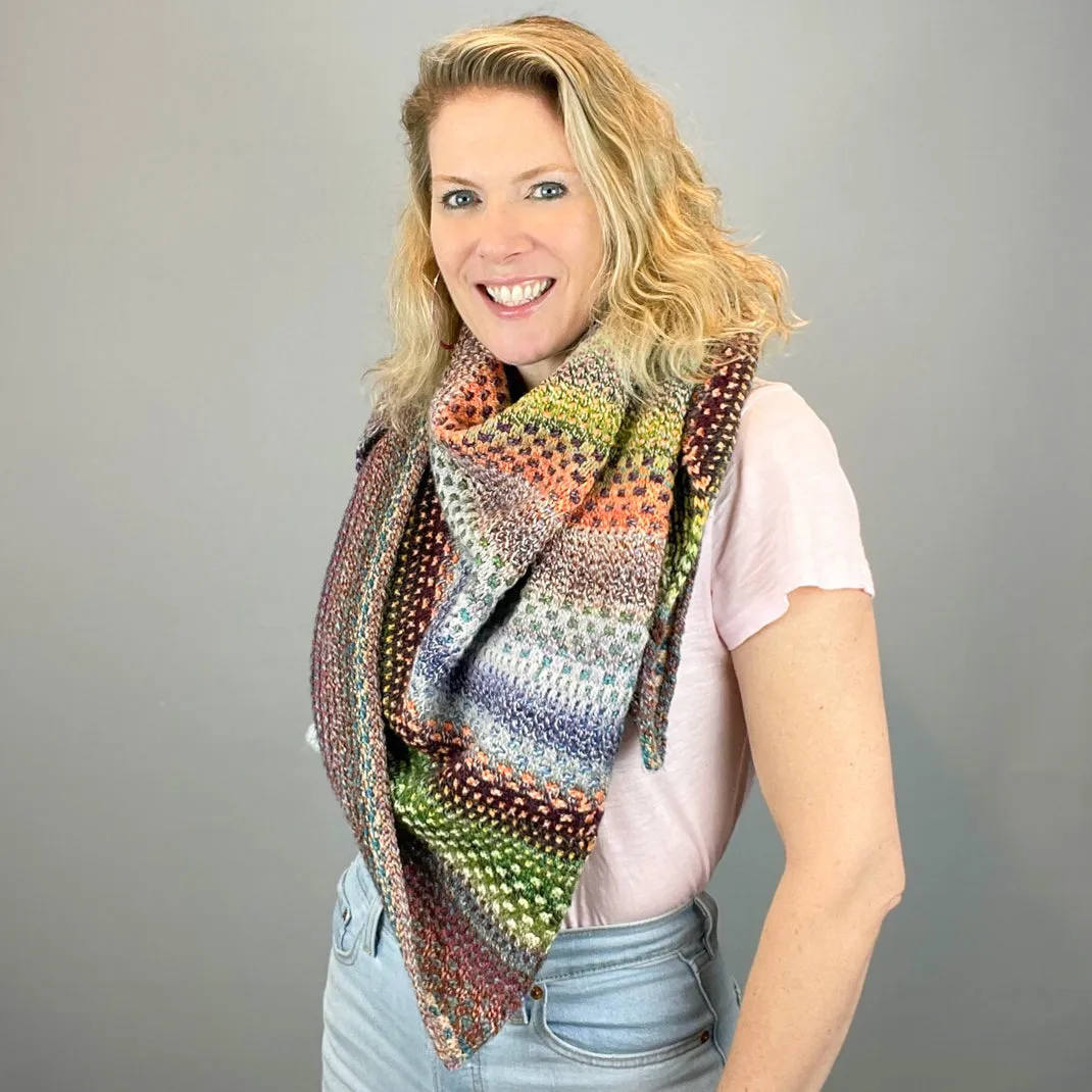 Nightshift Shawl Knitting Kit | Feederbrook Farm Entropy Superwash Merino DK