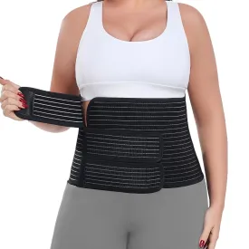 Postpartum Belly Band Abdominal Binder Post Surgery, for Natural Delivery & C-Section Recovery, 9.7" High Adjustable Compression Belly Wrap,Polyester Made with Bamboo Charcoal Fiber(Black, S/M)