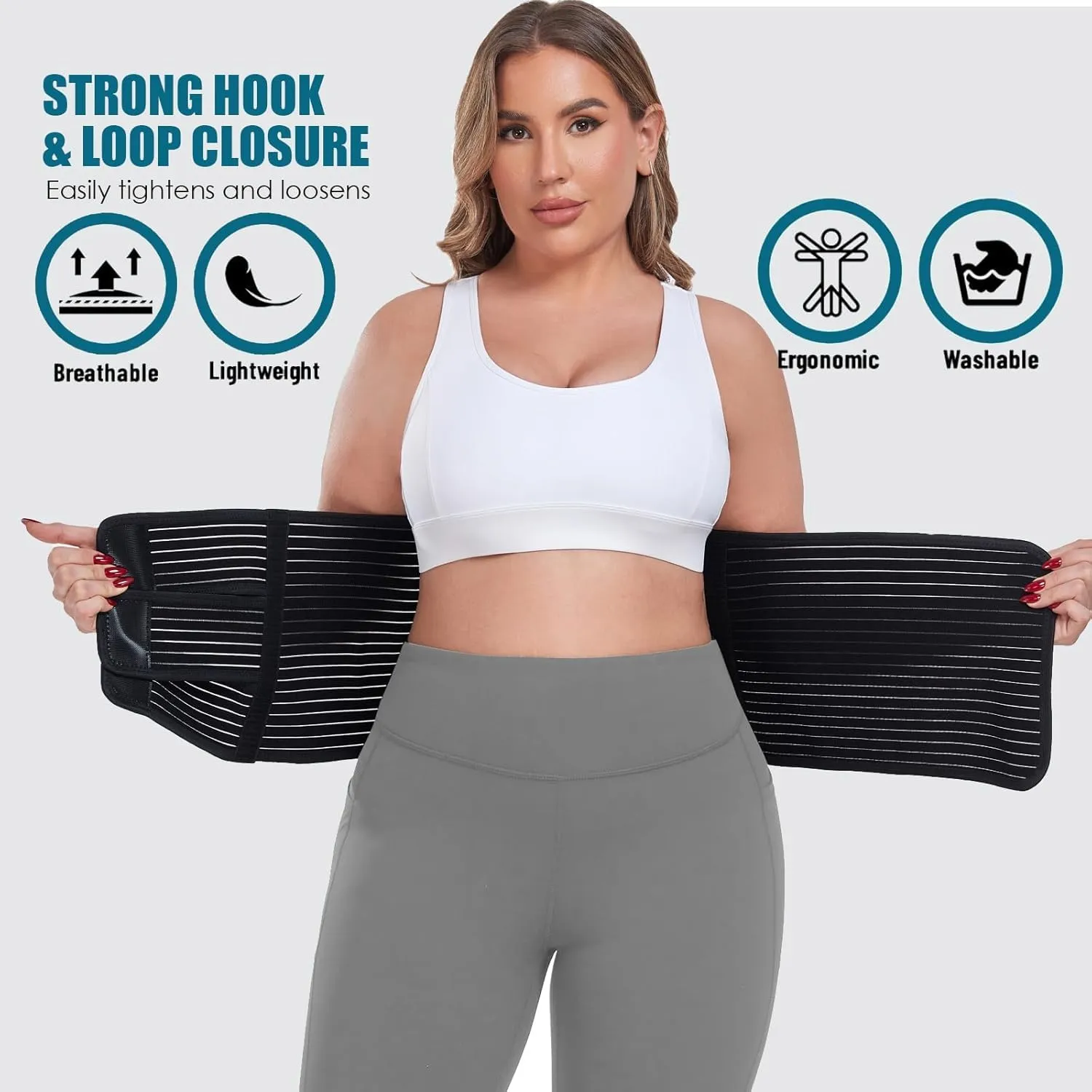 Postpartum Belly Band Abdominal Binder Post Surgery, for Natural Delivery & C-Section Recovery, 9.7" High Adjustable Compression Belly Wrap,Polyester Made with Bamboo Charcoal Fiber(Black, S/M)