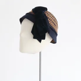 "Felt Lattice & Velvet" Vintage 1920's Felt & Velvet Cloche Hat