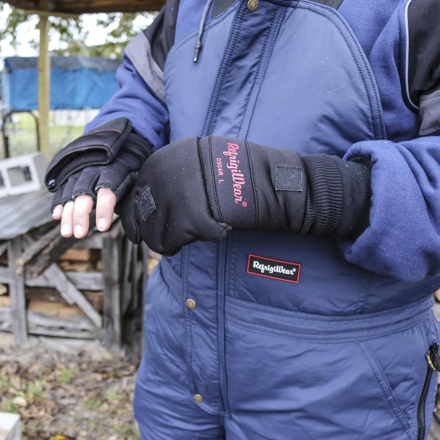 RefrigiWear Softshell Convertible Mitt  Insulated Open Finger Mitten Work Glove