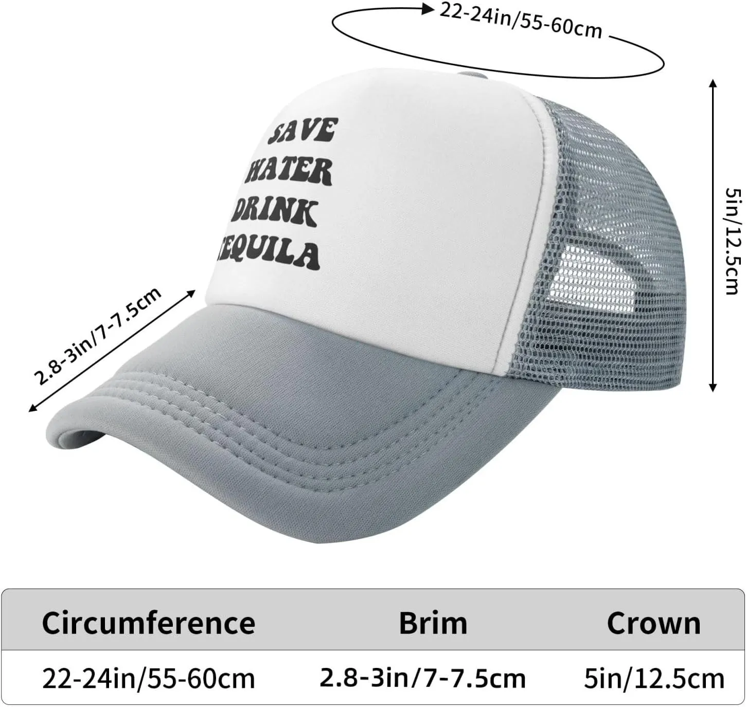 Save Water Drink Tequila Hat Funny Baseball Caps Adult Mesh Trucker Hats Adjustable Sport Cap Men Women Black