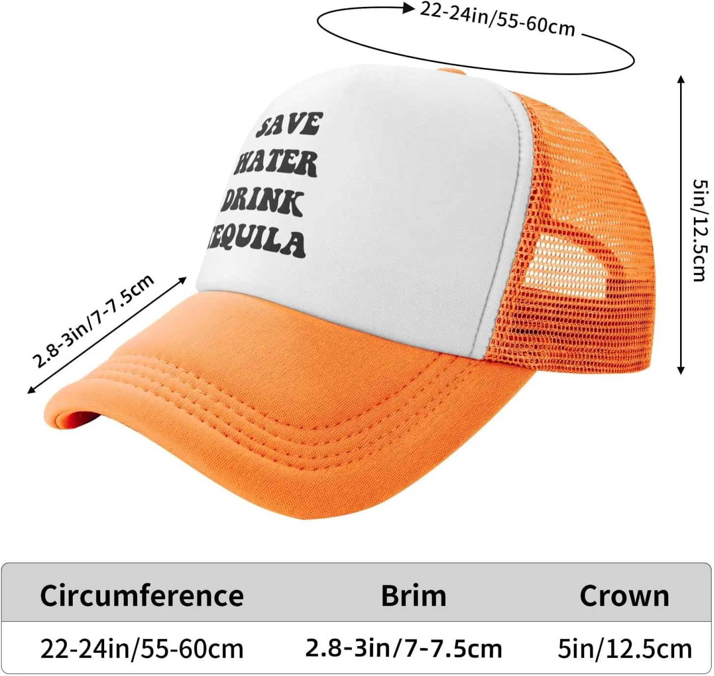 Save Water Drink Tequila Hat Funny Baseball Caps Adult Mesh Trucker Hats Adjustable Sport Cap Men Women Black