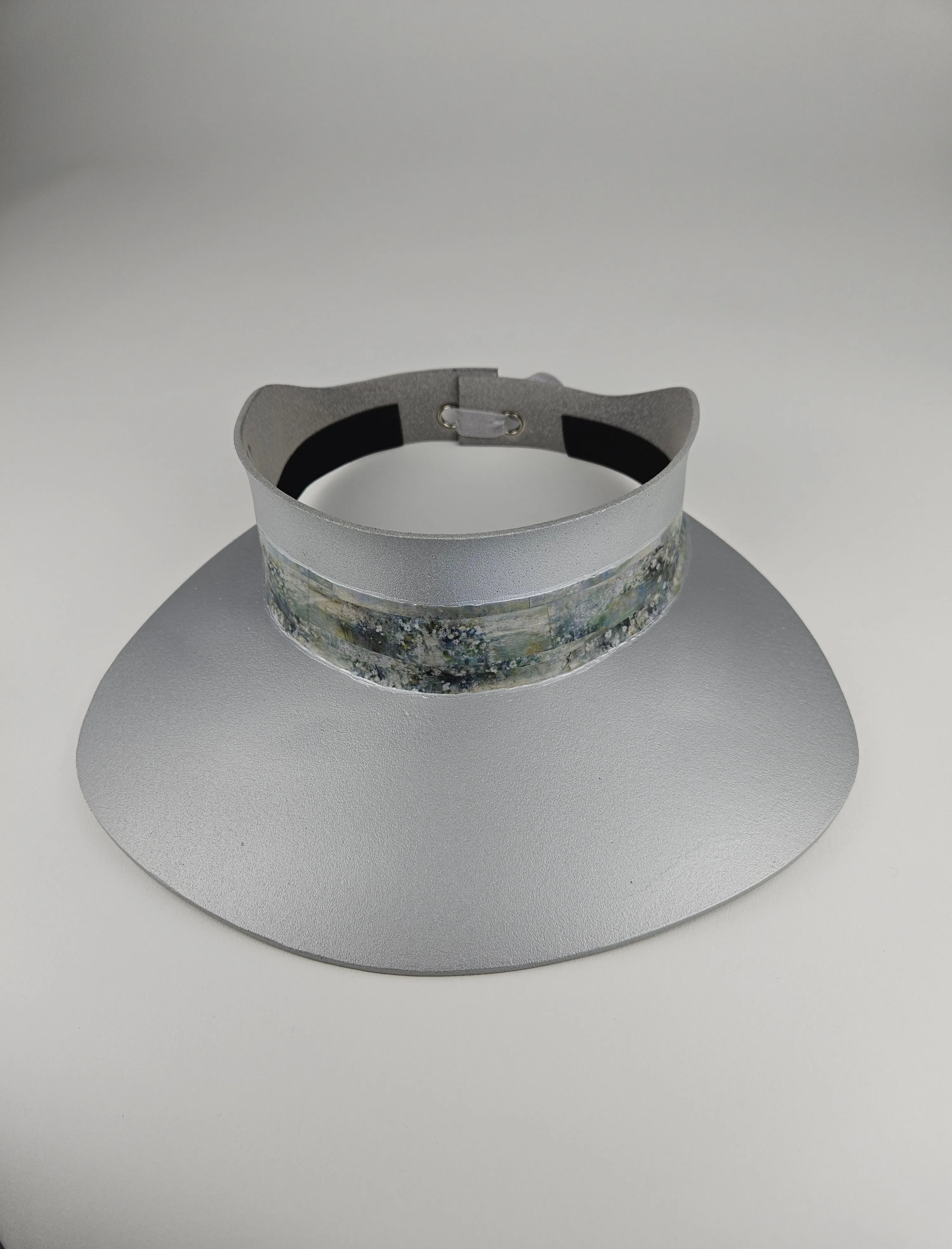 Silver "LadyEVA" Visor Hat with Green Monet Style Band