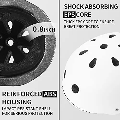 Skateboard Cycling Helmet for Kids, Lightweight Adjustable Liners Ventilation Multi-Sport Skates Helmets for Bicycle Ice Skate Scooter Snow Board Beginner Youth & Adults Ages 3-18